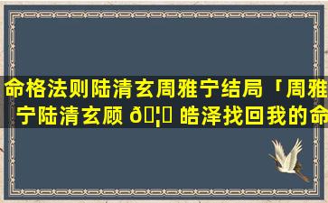 命格法则陆清玄周雅宁结局「周雅宁陆清玄顾 🦆 皓泽找回我的命格」